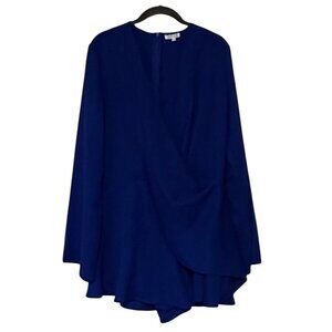 TCEC Brand Blue V-neck Long-Sleeved Lined Romper w/Back Zipper Women's Size L